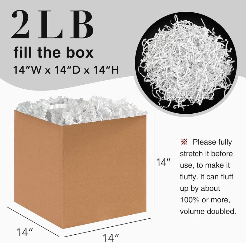Corlcol 2LB Crinkle Cut Paper Shred Filler for Bag Gift Box Basket Confetti Paper Shreded Stuffing Decoration for Valentine's Day Holiday Party(White) - Image 2